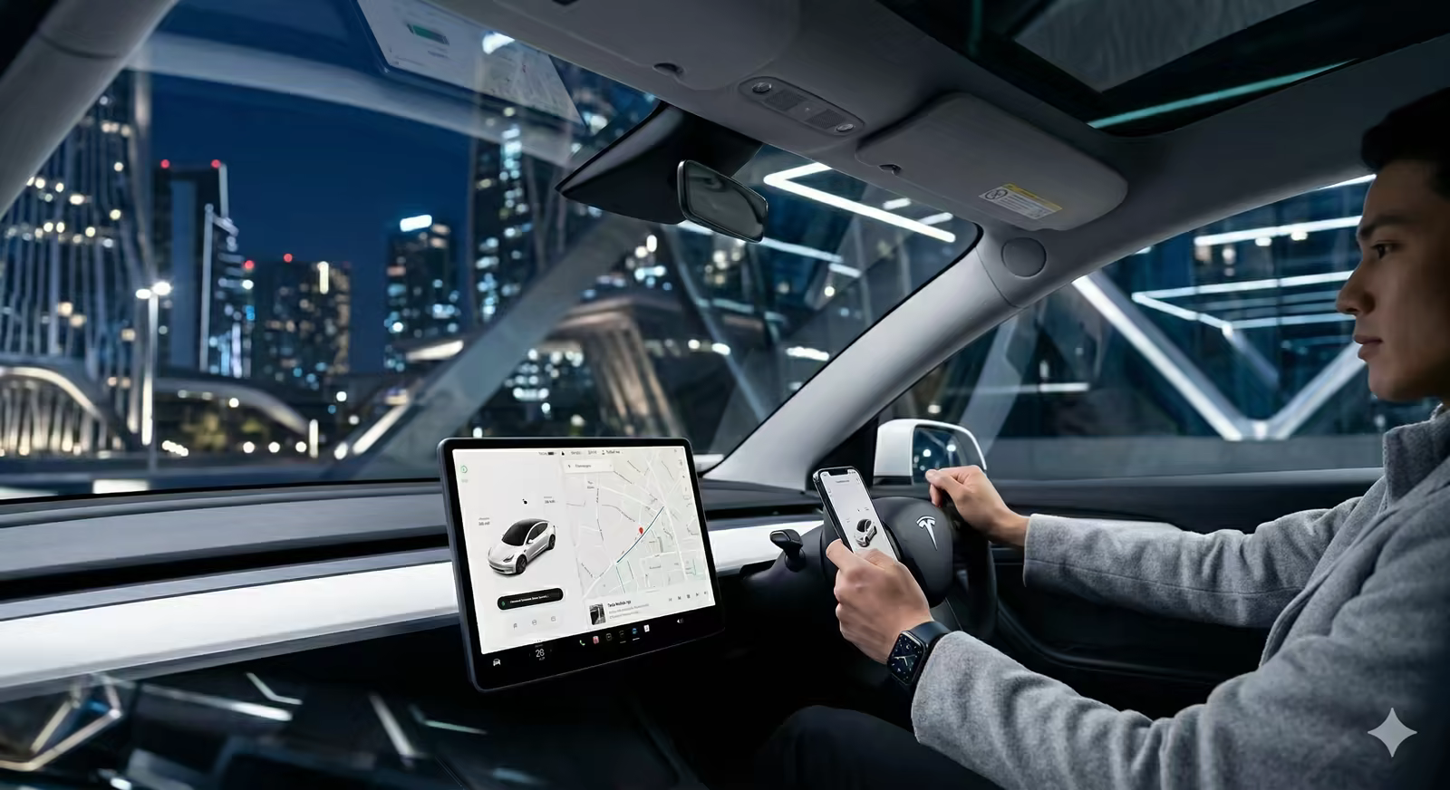 Interior tecnológico Tesla